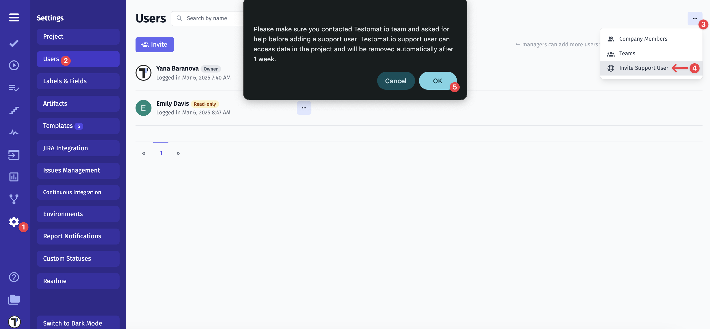 Invite Support User