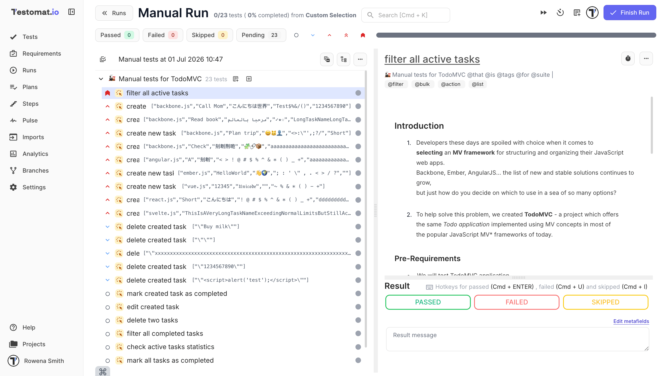 Testomat.io - Execute tests